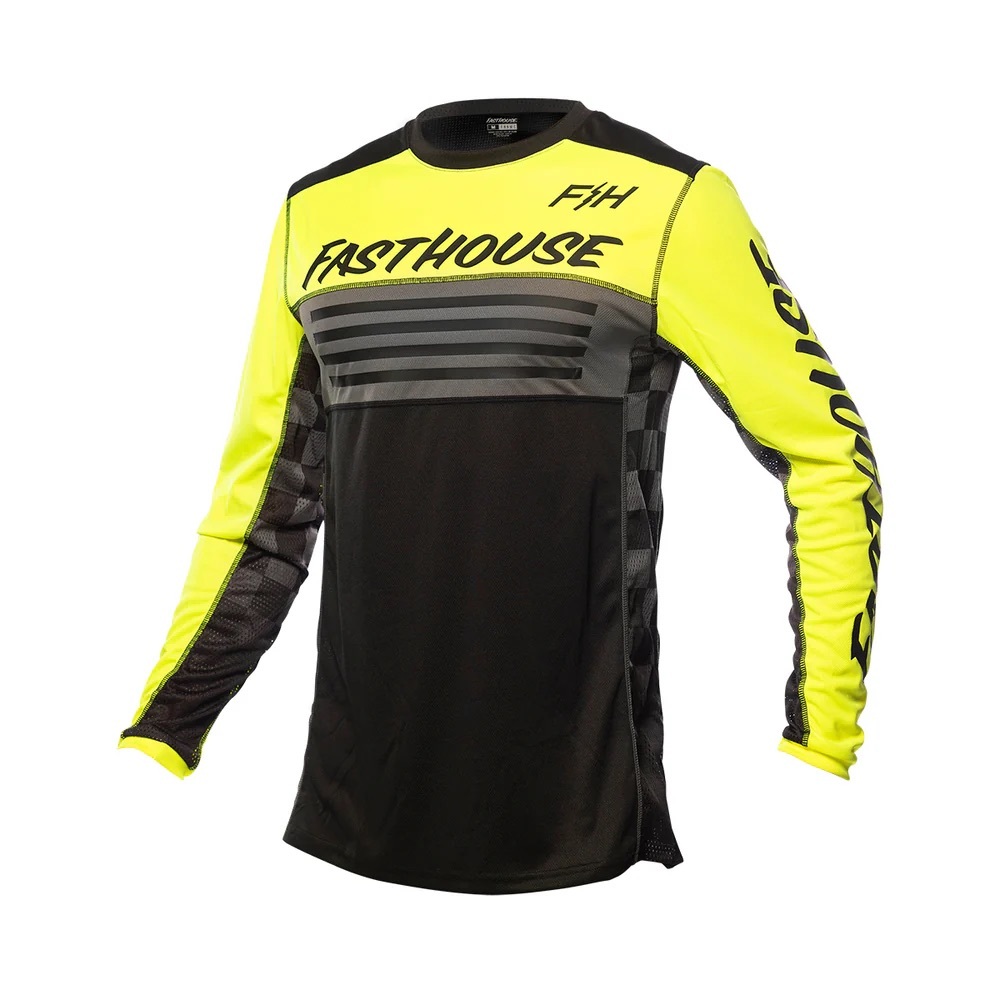 FASTHOUSE Grindhouse Omega Moto Jersey - High Viz/Black - Youth Large - NEW